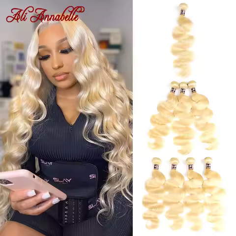 613 Blonde Human Hair 1 3 4 Bundles Body Wave Human Hair Weave 613 Colored Human Hair Weft 10-28 Inc