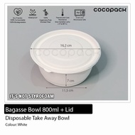 Bagasse Bowl 800Ml Take Away Food Container Take Away 10 Pcs