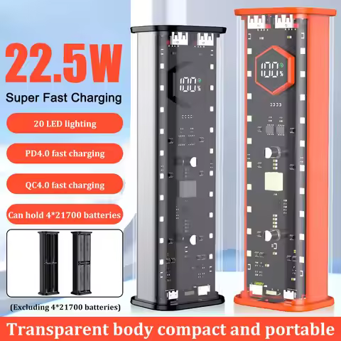21700 Power Bank Case Battery Holder Dual USB Type C Charge DIY Shell for iPhone Xiaomi Huawei 21700