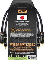 1 Foot – High-Definition Audio Interconnect Cable Pair CUSTOM MADE By WORLDS BEST CABLES – using Mogami 2964 wire and Eminence Gold Locking RCA Connectors