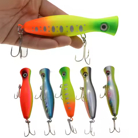 Fishing Popper Lure 12cm 42g Artificial Hard Lures Bait 5 Colors Water Impact Poper 1 Piece Sale
