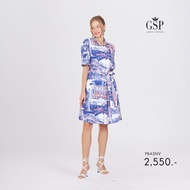 GSP Dress Postcard เดรส ทรงหลวม สีน้ำเงิน ขาว แดง PBASNV