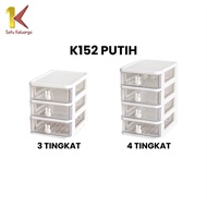 Transparent Plastic Cosmetic Rack with 4 White Drawers - Minimalist Design, Space Saving, Easy to Cl