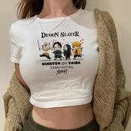 Demon Slayer Crop Top - Y2K Harajuku Gyaru Corset Tee