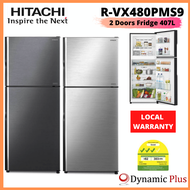 [BULKY] Hitachi R-VX480PMS9 Stylish Line 2 Doors Top Freezer Fridge 407L