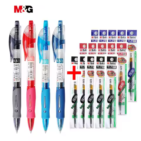 M&G Brand Gel Pen 0.5 mm Stationery retractable Ballpoint pen & refills set Blue ballpen School & of