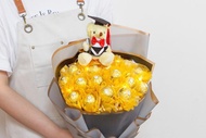 畢業花束 畢業熊+豪華版金莎18顆花束 附燈串 低調金 A012