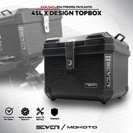 MOKOTO SEVEN SERIES 45L X DESIGN POLYPROPELYN PLASTIC TOP BOX SVN-11431 UNIVERSAL REAR TAIL STORAGE 