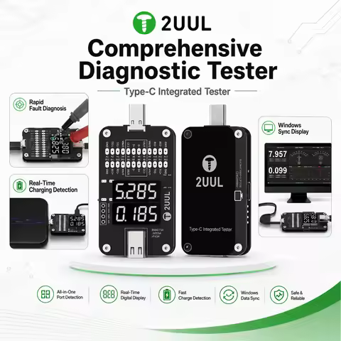 2UUL PW32 Type-C Comprehensive Diagnostic Tester USB-C Port Fault Locator Real-Time Charging Voltage