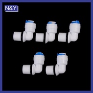 N&Y   5PCS 1/4" Male Thread - 1/4" OD Tube RO Water Elbow Qui Connector .