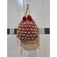 Indian bag Indian party bag/ Indian polti bag/ makeup bag/ clutch/ drawstring bag/ Indian drawstring