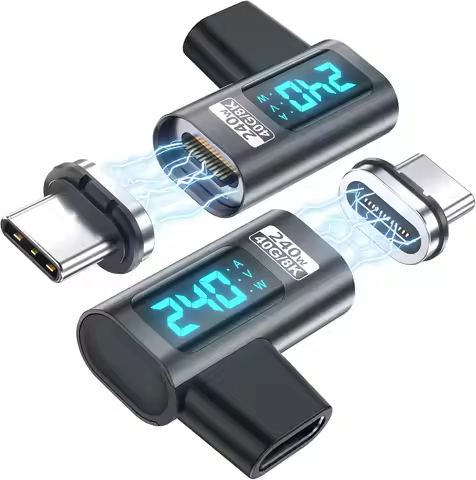 Digital Display USB C Magnetic Adapter Right Angle PD240W 24Pin 90 Degree USB 40Gbps 8K 60Hz for Thu