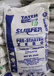 Tateh Aquafeeds Surfer Pre-Starter Zero Tilapia Catfish Milkfish Koi Feeds Floating Pellets 20kg (1 