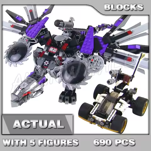 690pcs Shinobi Nindroid Mech Dragon Spinning Wing Blades Gliders Nya Car 10224 Building Block toys C