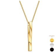 CELOVIS Angus Vertical Twisted Engravable Bar Pendant Chain Necklace for Woman ( 18K Gold/ Silver/ Black )