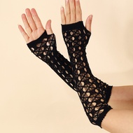 Sarung Tangan Gothic Fingerless Gloves Sewing Fishnet Hollow Fingerless