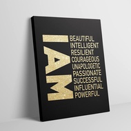 Black Woman I Am Beautiful Powerful Inspirational Quotes Girl Canvas Wall Art Decorations Prints Hom