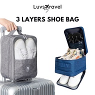Travel Shoe Bag 3 Layers Shoes Organizer Luggage Slot Waterproof Dust Proof