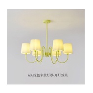 French Cream Style Living Room Chandelier Fabric American Bedroom Dining-Room Lamp Study Retro Idyllic Fresh Pleated Lamps