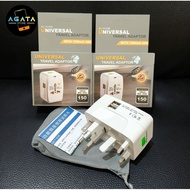 Universal International Travel Plug + 2 USB Adapter European International Universal 2 USB Adapter/