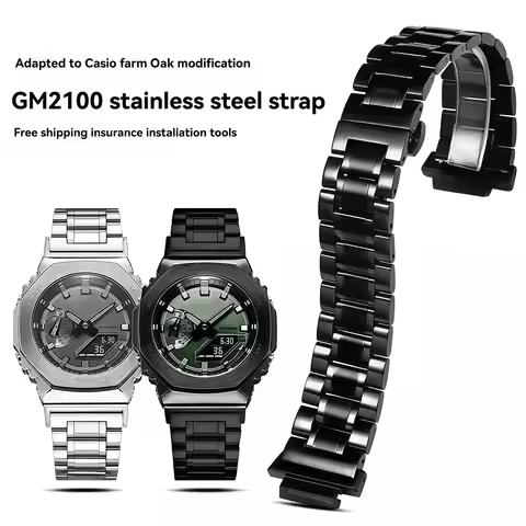 For Casio GA-2100 GA-2110 Modified Watchband G-SHOCK GM-5600 GA2100 GM2110 Series Metal solid stainl