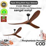 [Bilah kayu sebenar] Lampu kipas siling 42/52/60 inci, kipas siling senyap, dengan alat kawalan jauh