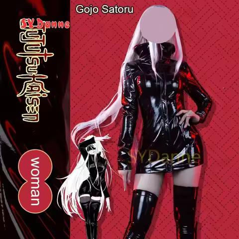 Anime Jujutsu Kaisen Gojo Satoru Female Cosplay Costume Woman Leather Tights Uniform Suit Party Outf