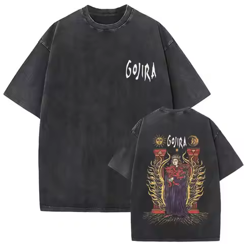 Washed Vintage Metal Rock Band Gojira T-shirt Magma T Shirt Fortitude T-shirts Men Women Fashion Ove