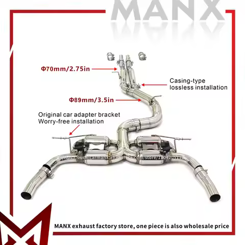 Suitable For Audi RS3 8Y 2.5T Stainless Steel High Flow Performance Catback Exhaust System Muffler W