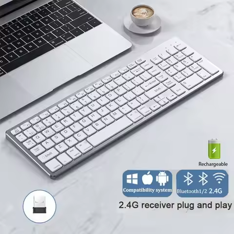 Ultra Slim Wireless Bluetooth Keyboard and Mouse Set Compatible for Mac OS/iOS/iPad OS Rechargeable 