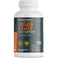 Bronson Vitamin K2+D3 2 in 1 Support Vitamin K2 as MK-7, 120 Tablets | Vegan 2-in-1 Bone & Heart Hea
