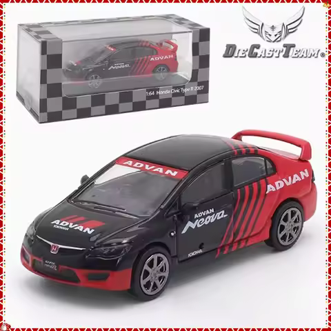 Diecast DCT 1:64 Scale Civic Type-R FD2 Alloy Car Model Ornament Souvenir Display Collection Hobby G