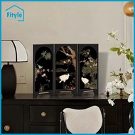 Mini Folding Screen Feng Shui Ornament Craft 3 Panel Divider Partition for Shelf Cabinet Bedroom Din