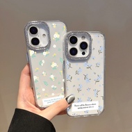 Blue green fresh flowers Clear Phone Case For ITEL A60 A60S  A70 A50 Casing Anti Fall Rhinestone Cov