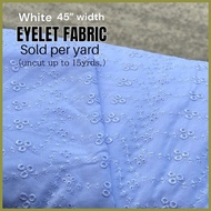 ▦ ✿ ☩ Eyelet Cotton Fabric 45" White (Tela per yard) Tela Payarda uncut textile