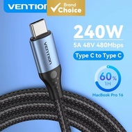 Vention 240W PD3.1 USB Type-C to Type-C Cable 5A 48V Fast Charger for Samsung, Xiaomi, iPhone 15, Ma