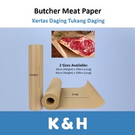 Gulung Kertas Daging /Brown Butcher Paper Roll Uncoated (60cm x 100meter & 30cm x 100 Meter) / Meat 