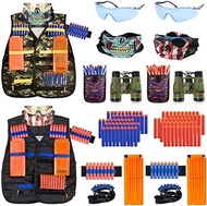 2 Pack Kids Tactical Vest Kit for Nerf Guns Game N-Strike Elite Series Wars with Refill Darts, Reload Clips, Dart Pouch, Tactical Mask, Wrist Band and Protective Glasses for Boys,Girls
