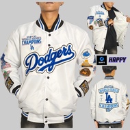 HAPPY Latest Premium Full Embroidery Dodgers White Varsity Baseball Jacket for Men and Women