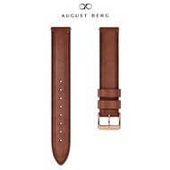 August Berg Dark Brown Leather Gold Buckle Watch Strap