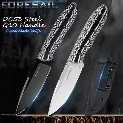 DC53 Steel Fixed Blade Knife, Men's EDC Tactical Knife, Outdoor Camping Hunting Survival Knife, Emer