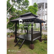 Gazebo pondok kayu saiz 6x6, buatan tangan, kayu kualiti, hiasan tangan
