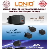 LDNIO Q1 20W / LDNIO Q2 33W / LDNIO Q3 45W PD + QC USB-C/A Dual Ports Fast Charge Charger Adapater (