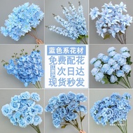 Flower Arrangement Decorative Flower Artificial Artificial Flower Blue Flower Bouquet Silk Flower Ro