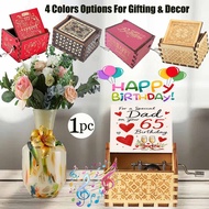 1pc Warm-hearted 65th Birthday Greeting Card Vintage Wooden Hand-Cranked Music Box, Birthday Gifts f