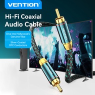 Vention เสียง RCA 1M 1.5M 2M RCA ถึง RCA ชายสายวิดีโอโลหะประเภท Coaxial สำหรับเครื่องขยายสัญญาณทีวี 