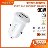VEGER Car Charger Motorcycle/ CC05 30W 30Watt USB A + Type C Fast Charging 3.0 PD