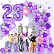 BTS Balloon Balloon BT21 Cooky RJ Purple 32inch 15-25th Number Balloons Birthday Decoration Set Weed