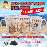 Full BLOCK HAPPY BIRTHDAY MUG / CUSTOM PRINTING HAPPY BIRTHDAY MUG / BIRTHDAY GLASS SOUVENIR / BIRTH
