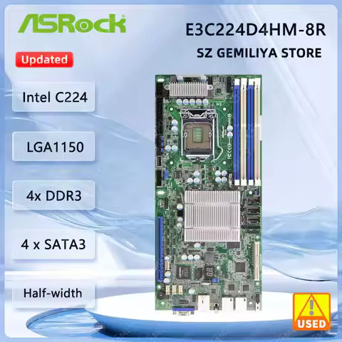 ASROCK E3C224D4HM-8R Motherboard LGA1150 DDR3 Intel C224 8 x SAS2 Half Width support E3-1271 v3 E3-1